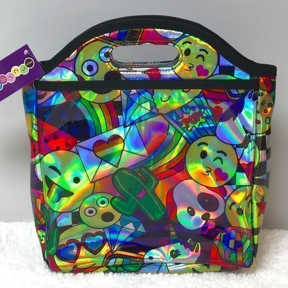 iScream "Emoji Party" Holographic Lunch Tote - Picture 1 of 5